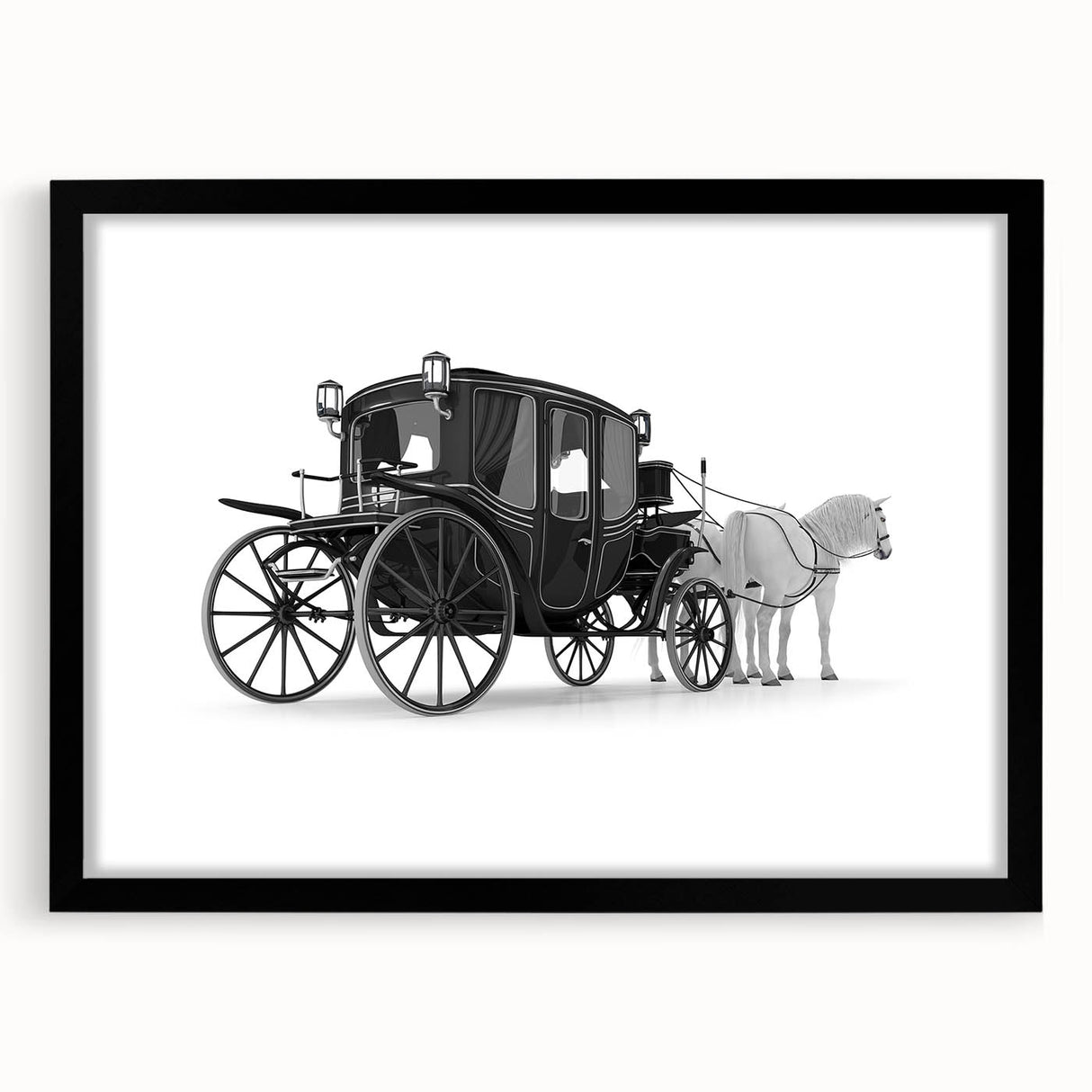 Extra large abstract art print featuring vibrant, colorful textured design of service vehicles, framed in black.