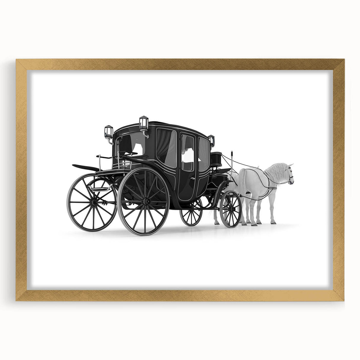 Extra large abstract art print featuring a textured array of service vehicles in muted earth tones on a gold-framed canvas.