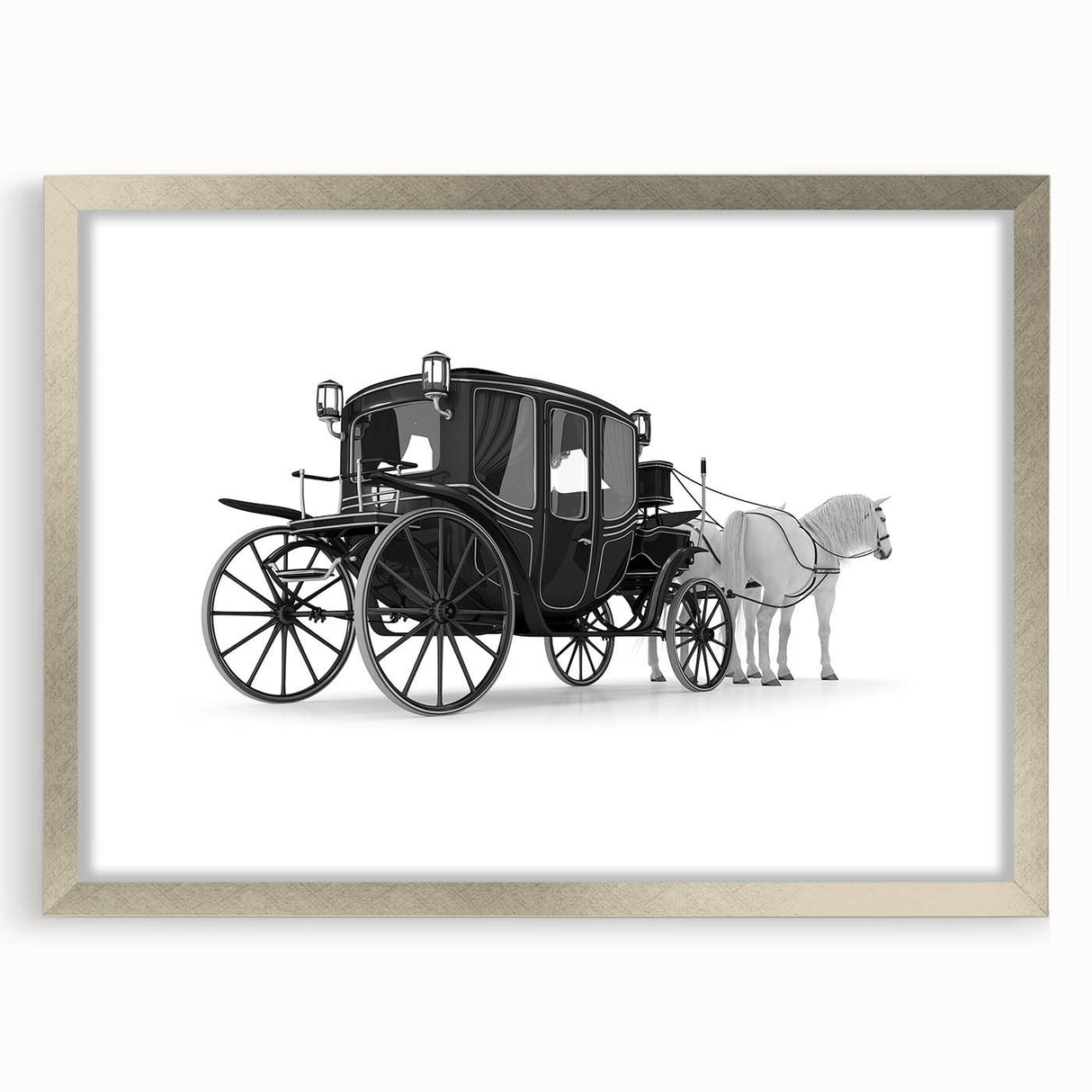 Abstract art print featuring textured design of service vehicles in muted gray and blue tones on a framed canvas.
