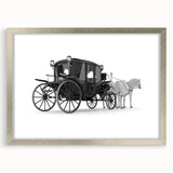 Abstract art print featuring textured design of service vehicles in muted gray and blue tones on a framed canvas.