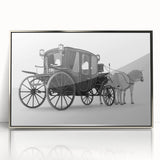 Mid-century modernist art of a vintage car in muted colors, silver-framed acrylic, ideal for nursery wall art.