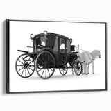 Black and white framed canvas of vintage cars in a row, ideal for bedroom wall art with a retro vibe.