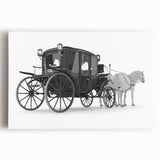 Black and white photo of vintage cars on stretched canvas, ideal for kitchen wall art.
