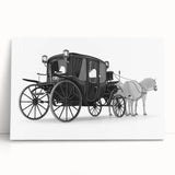 Black and white photo of vintage cars on stretched canvas, suitable as large kitchen wall art or bedroom decor.