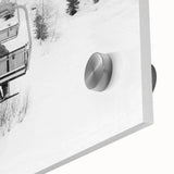 Mid-century modernist art featuring abstract shapes in vibrant colors on large acrylic glass, ideal for dining room art.