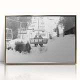 Mid-century modernist style large art print of colorful service vehicles on acrylic, framed in gold.