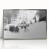 Mid-century modernist art deco poster featuring a collection of colorful service vehicles on silver-framed acrylic.