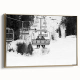Framed canvas of vintage poster art featuring black service vehicles in a landscape, ideal for bedroom wall decor.