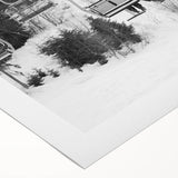 Art deco poster featuring a streamlined vintage car in monochrome shades on rolled canvas, suitable for dining room wall art.