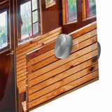 Mid-century modernist art of abstract vehicles in muted earth tones on large acrylic print, ideal for dining room art.