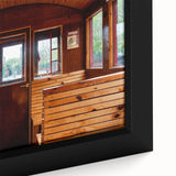 Extra large framed canvas featuring a close-up of colorful, textured service vehicles on a black background.