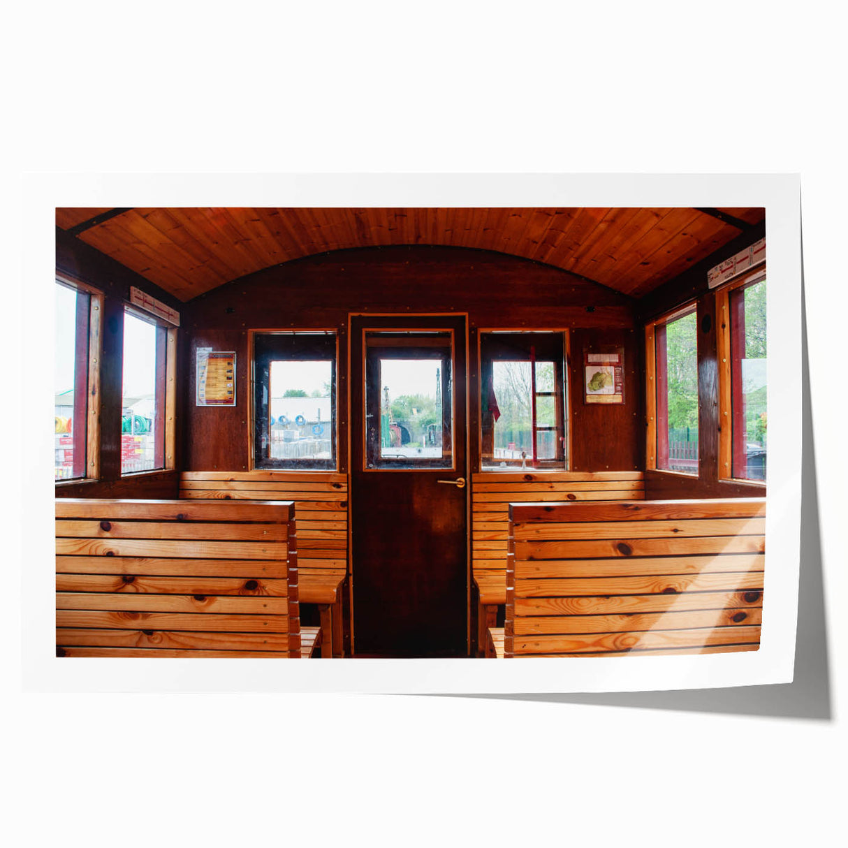 Extra large wall art featuring a collection of detailed service vehicles in muted earth tones on rolled print.