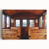 Black and white stretched canvas featuring a vintage service vehicle, ideal for kitchen wall art.