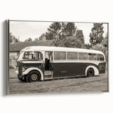 Framed canvas of a vintage black car in colorful art style, ideal for a retro-themed living room.