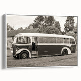 Extra large framed canvas of vintage poster art featuring colorful service vehicles on a black background.