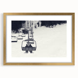 Extra large wall art featuring abstract design of service vehicles in muted gold and gray tones on a framed canvas.