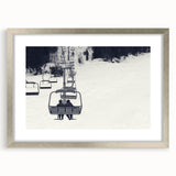 Textured abstract art print featuring an array of overlapping circles in cool gray and blue tones on a silver-framed canvas.