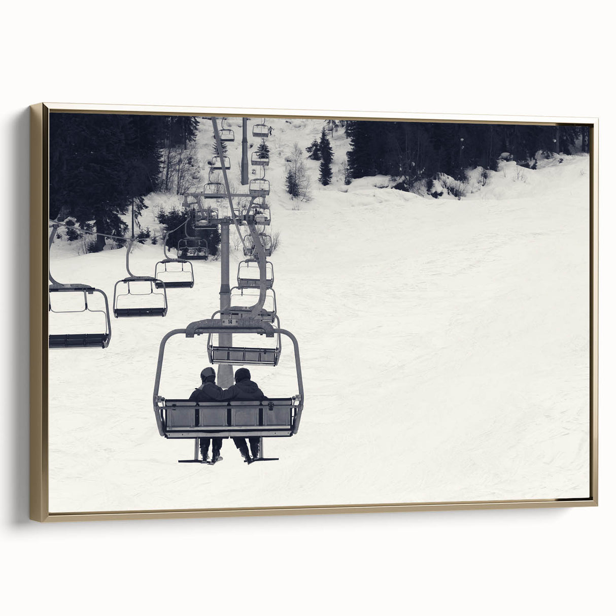 Framed canvas featuring a vintage poster of a black classic car on a landscape background, ideal for bedroom wall art.