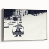 Framed canvas featuring a vintage poster of colorful landscape art paintings with a black background, ideal for office decor.