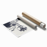 Extra large rolled print featuring a floral design in pastel hues.