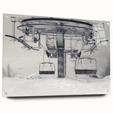 Acrylic print of abstract vehicles in shades of gray, ideal for modern dining room decor.