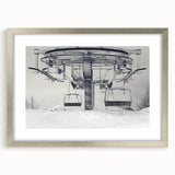 Textured abstract art print featuring a variety of service vehicles in muted earth tones on a framed canvas.