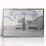 Mid-century modernist art depicting a silver service vehicle on acrylic print, ideal for nursery wall decor.