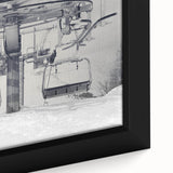 Extra large black canvas featuring a colorful, textured depiction of service vehicles, ideal for living room decor.