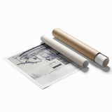 Extra large rolled print featuring a collection of illustrated service vehicles in muted colors.