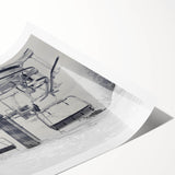 Extra large wall art featuring a line art design of flowers in black and white, printed on rolled canvas.