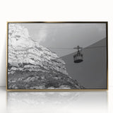 Mid-century modernist large art print of colorful service vehicles on gold acrylic, ideal for nursery wall decor.