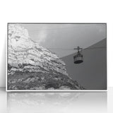 Art deco poster of stylized service vehicles in muted blue and gray tones on framed acrylic, suitable for nursery wall art.