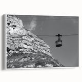 Vintage poster art of colorful service vehicles on a black background, framed canvas, suitable for living room decor.