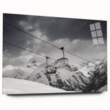 Acrylic print of abstract transportation vehicles in muted gray and blue tones, ideal for bedroom or dining room art.