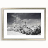 Textured art print of abstract service vehicles in muted gray and blue tones on a framed poster.