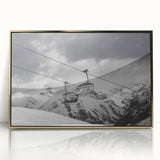 Mid-century modernist art of service vehicles in muted green and yellow hues, framed acrylic print.