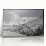 Mid-century modernist art featuring a silver framed acrylic print of colorful service vehicles, ideal for nursery wall decor.