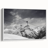 Vintage poster art of colorful service vehicles on a black background, framed canvas, ideal for living room decor.