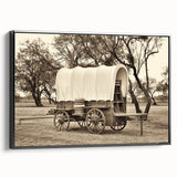 Black and white framed canvas of vintage vehicles in a landscape, ideal for bedroom wall art.