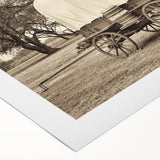 Art deco poster featuring a vintage car in muted sepia tones on rolled canvas, suitable for dining room or bathroom wall art.