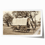 Extra large wall art featuring a collection of service vehicles in muted colors on a rolled print.