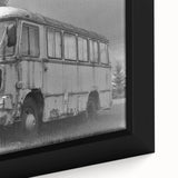 Extra large framed canvas featuring a textured, colorful depiction of service vehicles on a black background.