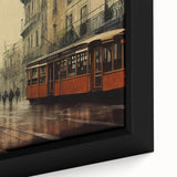 Extra large framed canvas featuring a black textured background with colorful abstract vehicles, ideal for living room decor.