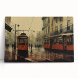 Black and white stretched canvas of vintage service vehicles, ideal for kitchen wall art.