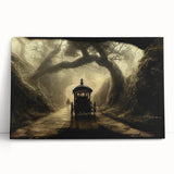Black and white stretched canvas featuring a vintage service vehicle, ideal for kitchen wall art.