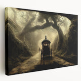 Collection of various service vehicles in muted colors on a large stretched canvas, suitable for kitchen wall art.