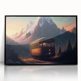 Large abstract wall art featuring a collection of stylized service vehicles in bold black and white, framed in acrylic.