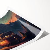 Extra large wall art featuring line art flowers on a rolled print, suited for large living room decor.