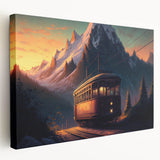 Large canvas print of assorted service vehicles in a range of blues and grays, suitable for kitchen wall art.