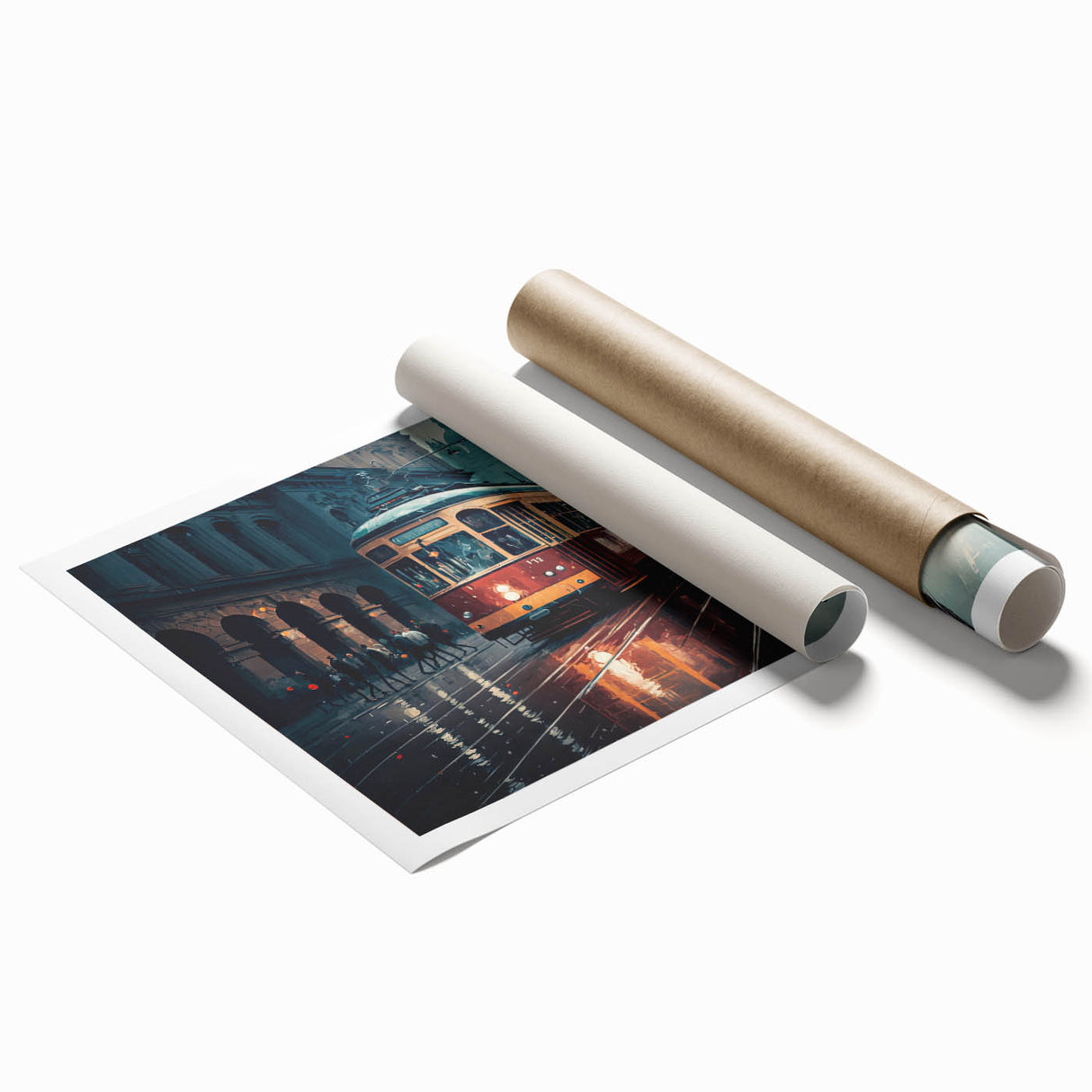Extra large floral art on rolled print, featuring muted earth tones.
